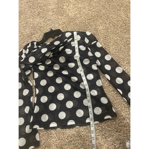 Unbranded Blouse Womens XS Black Sheer Polka Dot Cowl Neck Long Sleeve - Picture 4 of 4